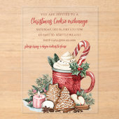 Red Green Festive Cookie Exchange Christmas Party アクリル招待状 (正面)