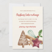 Red Green Festive Cookie Exchange Christmas Party 招待状 (正面)