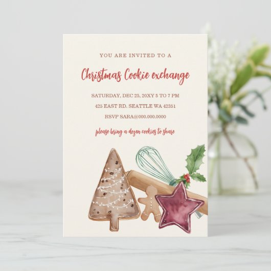 Red Green Festive Cookie Exchange Christmas Party 招待状 (スタンド正面)