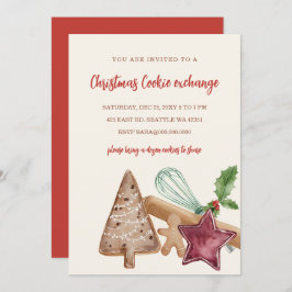 Red Green Festive Cookie Exchange Christmas Party 招待状