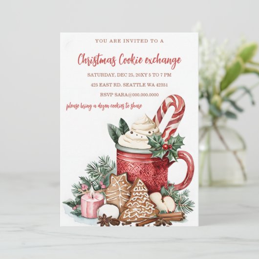 Red Green Festive Cookie Exchange Christmas Party 招待状 (スタンド正面)