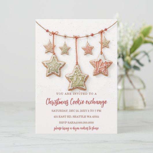 Red Green Festive Cookie Exchange Christmas Party 招待状 (スタンド正面)
