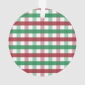 Red Green Gingham Plaid Bone Tag Dog Photo オーナメント (裏面)
