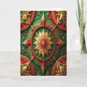 Red Green Gold Decorative Holiday Card カード (正面)