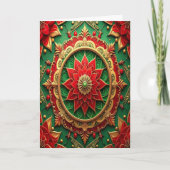 Red Green Gold Decorative Holiday Card カード (正面)