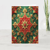 Red Green Gold Decorative Holiday Card カード (正面)