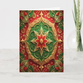 Red Green Gold Decorative Holiday Card カード (正面)