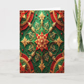 Red Green Gold Decorative Holiday Card カード (正面)