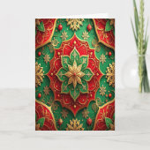 Red Green Gold Decorative Holiday Card カード (正面)