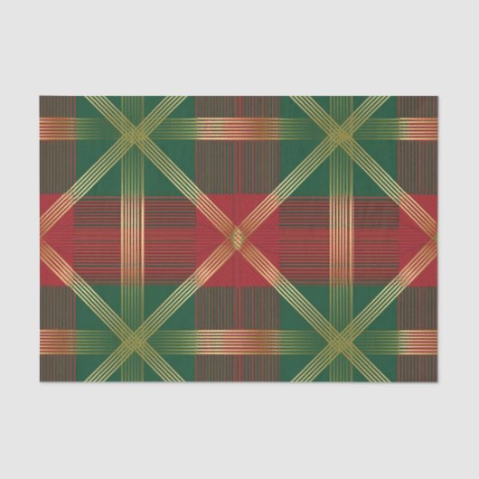 RED GREEN GOLD HOLIDAY CHRISTMAS PLAID PATTERN 薄葉紙 (正面)