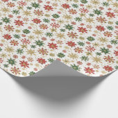 Red, Green & Gold Snowflake Pattern ラッピングペーパー (角)