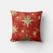 Red Green Gold Stars Christmas クッション (正面)