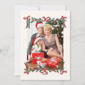 Red Green Hand Drawn Merry Christmas Photo シーズンカード (裏面)