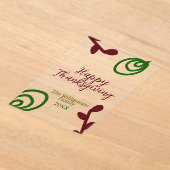 Red green happy Thanksgiving floral leaf fall アクリル招待状 (レイダウン)