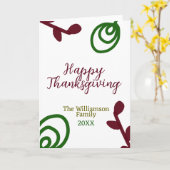 Red green happy Thanksgiving floral leaf fall カード (黄色い花)