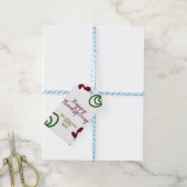 Red green happy Thanksgiving floral leaf fall ギフトタグ (より糸付き)