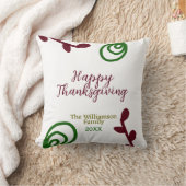 Red green happy Thanksgiving floral leaf fall クッション (ブランケット)