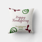 Red green happy Thanksgiving floral leaf fall クッション (裏面)