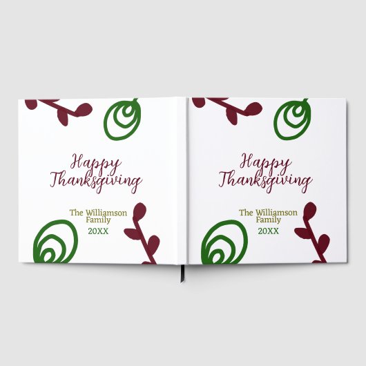 Red green happy Thanksgiving floral leaf fall ゲストブック (全面)