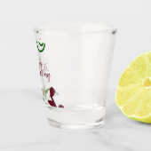 Red green happy Thanksgiving floral leaf fall ショットグラス (右)