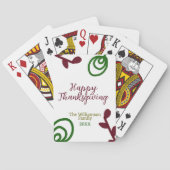 Red green happy Thanksgiving floral leaf fall トランプ (裏面)