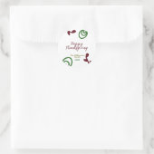 Red green happy Thanksgiving floral leaf fall ラウンドシール (バッグ)