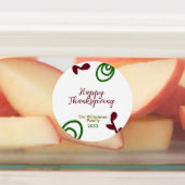Red green happy Thanksgiving floral leaf fall ラベル (貼付)