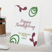 Red green happy Thanksgiving floral leaf fall 台座サイン (インサイチュ)