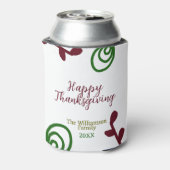 Red green happy Thanksgiving floral leaf fall 缶クーラー (缶裏面)