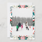 Red Green Holiday Florals Photo Christmas Card シーズンカード (裏面)