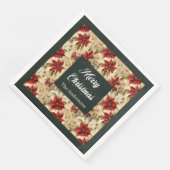 Red Green Holiday Napkins Vintage Floral Design (コーナー)