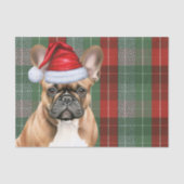 Red Green Holiday Plaid Christmas French Bulldog 薄葉紙 (正面)