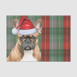 Red Green Holiday Plaid Christmas French Bulldog 薄葉紙