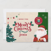 Red & Green Illustrated Merry Christmas Flat シーズンカード (正面)