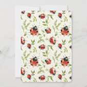 Red Green Leaves Ladybugs Birthday 招待状 (裏面)