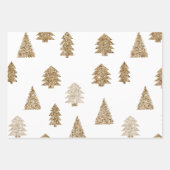 Red Green Mint Gold Glitter Glam Christmas Trees ラッピングペーパーシート (正面2)