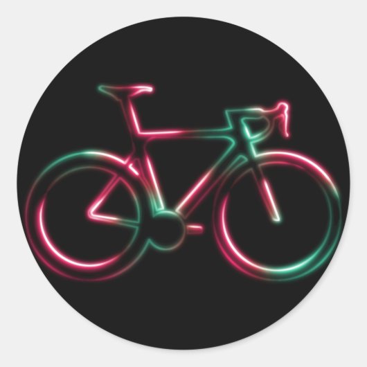Red Green Neon Glow Road Bicycle Sticker ラウンドシール (正面)