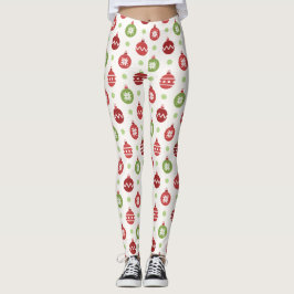 Red Green Ornaments Christmas Leggings Women レギンス