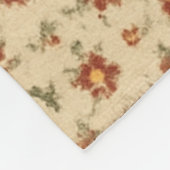 Red Green Patchwork Quilt Rustic Farmhouse Floral  フリースブランケット (角)