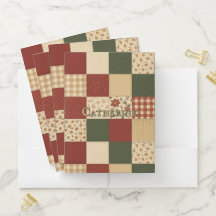 Red Green Patchwork Quilt Rustic Farmhouse Floral