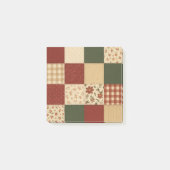 Red Green Patchwork Quilt Rustic Farmhouse Floral ポストイット (正面)