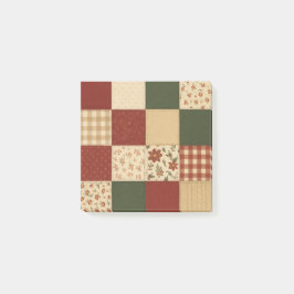Red Green Patchwork Quilt Rustic Farmhouse Floral ポストイット