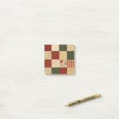 Red Green Patchwork Quilt Rustic Farmhouse Floral ポストイット (デスク上)