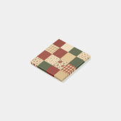 Red Green Patchwork Quilt Rustic Farmhouse Floral ポストイット (アングル)