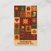 Red Green Patchwork Quilt Rustic Farmhouse Floral 名刺 (正面)