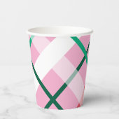 Red Green Pink Christmas Plaid Paper cup 紙コップ (裏面)