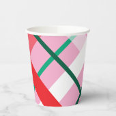Red Green Pink Christmas Plaid Paper cup 紙コップ (左)