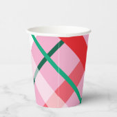 Red Green Pink Christmas Plaid Paper cup 紙コップ (右)