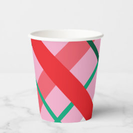 Red Green Pink Christmas Plaid Paper cup 紙コップ