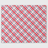 Red Green Pink Christmas Plaid Wrapping Paper ラッピングペーパー (フラット)